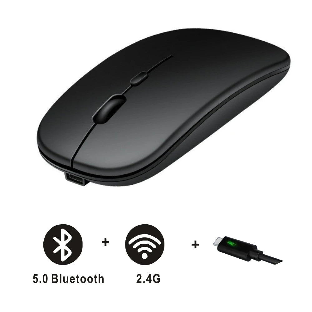 Souris Bluetooth Rechargeable 5.2 – Sans Fil Double Mode 2.4GHz & Bluetooth, Silencieuse, Ergonomique, Gaming & Bureau pour PC & Laptops